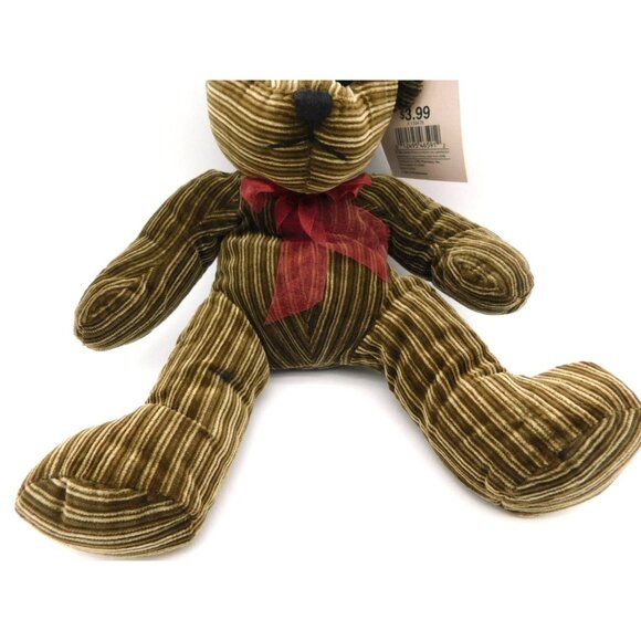 CVS Pharmacy Merry Brite Striped Corduroy Teddy Bear Plush with Tag 2001 - Picture 3 of 7